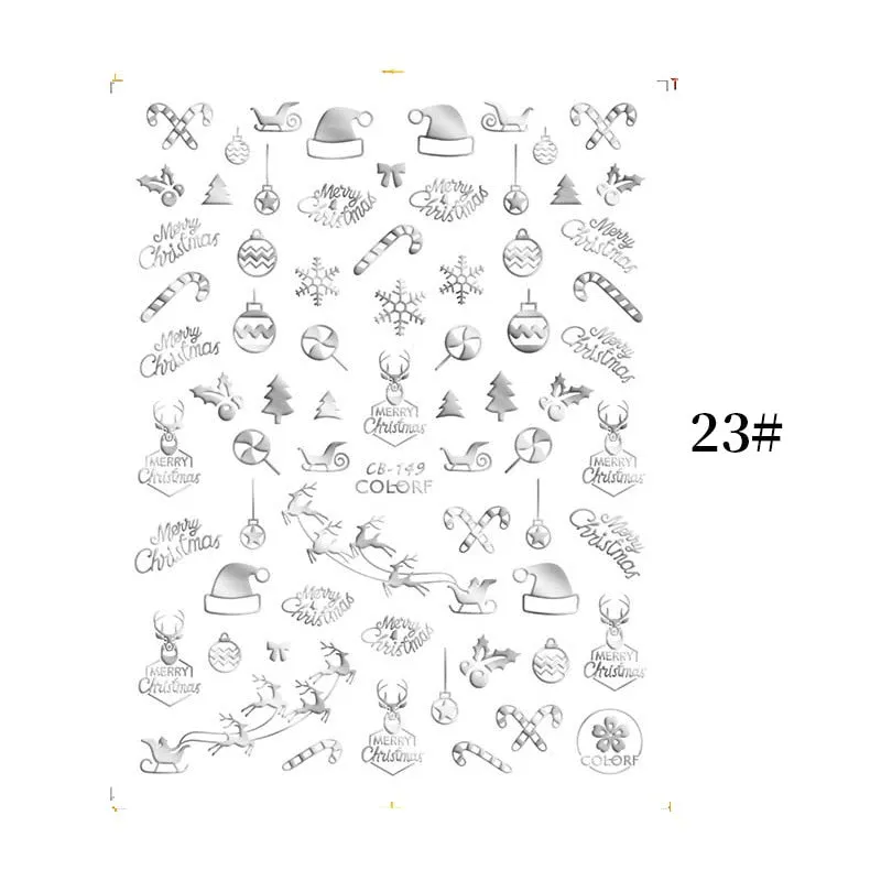 1 Sheet Christmas 5D Nail Stickers Gold And Sliver Snowflakes Transfer Nail Decals Slider Decoration For Manicuries