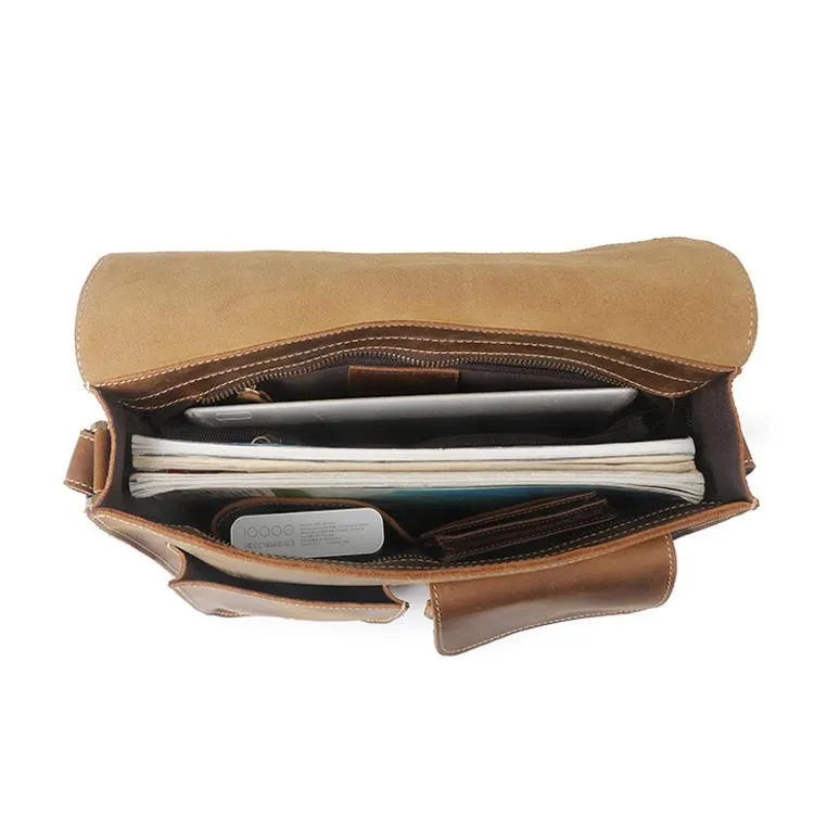 Vintage Handmade Leather Crossbody Messenger Bag