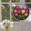 (US Local)(Upgrade Size)DIY Double Sided Effect Diamond Painting Hanging Pendant Kit (Tulip Flower)