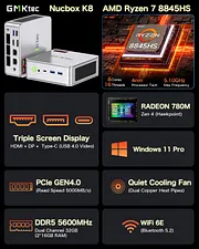 GMKtec K8 Plus AMD Ryzen™ 7 8845HS GMKtec GMKtec NucBox K8 Plus Mini PC AMD Ryzen™ 7 8845HS 399.99