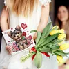 (US Local)6Pcs Flower Puppy Diamond Painting Greeting Card Diamond Handmade Card