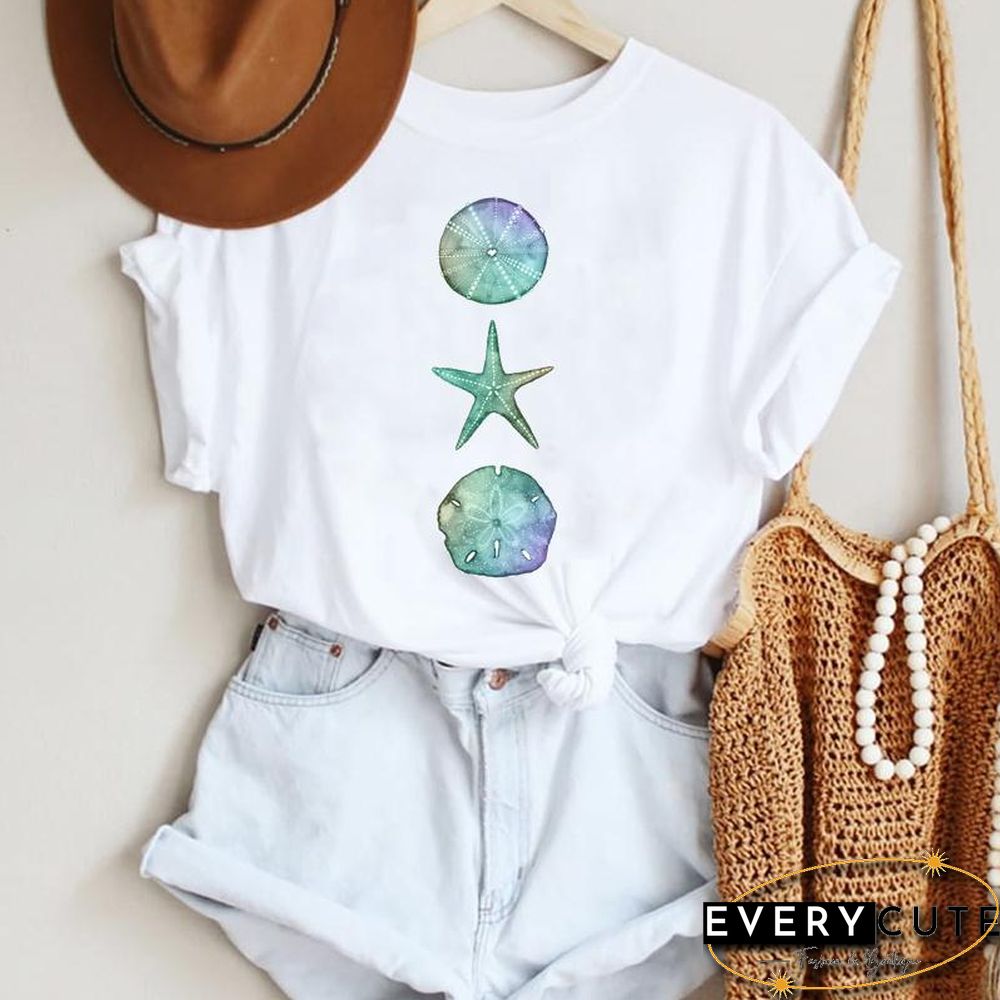 Women Cartoon Leopard Star Love Letter Trend 90S Fashion Summer Lady Print Tee Graphic T Top Female Tshirts Clothes T-Shirt
