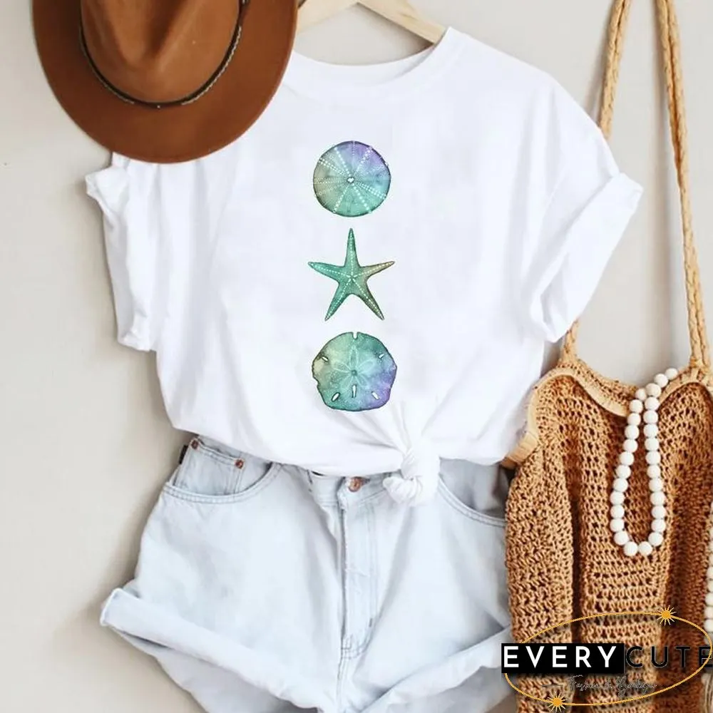 Women Cartoon Leopard Star Love Letter Trend 90S Fashion Summer Lady Print Tee Graphic T Top Female Tshirts Clothes T-Shirt