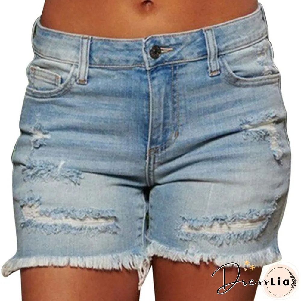 Plus Size Womens Ladies High Waist Short Jeans Shorts Denim Pants