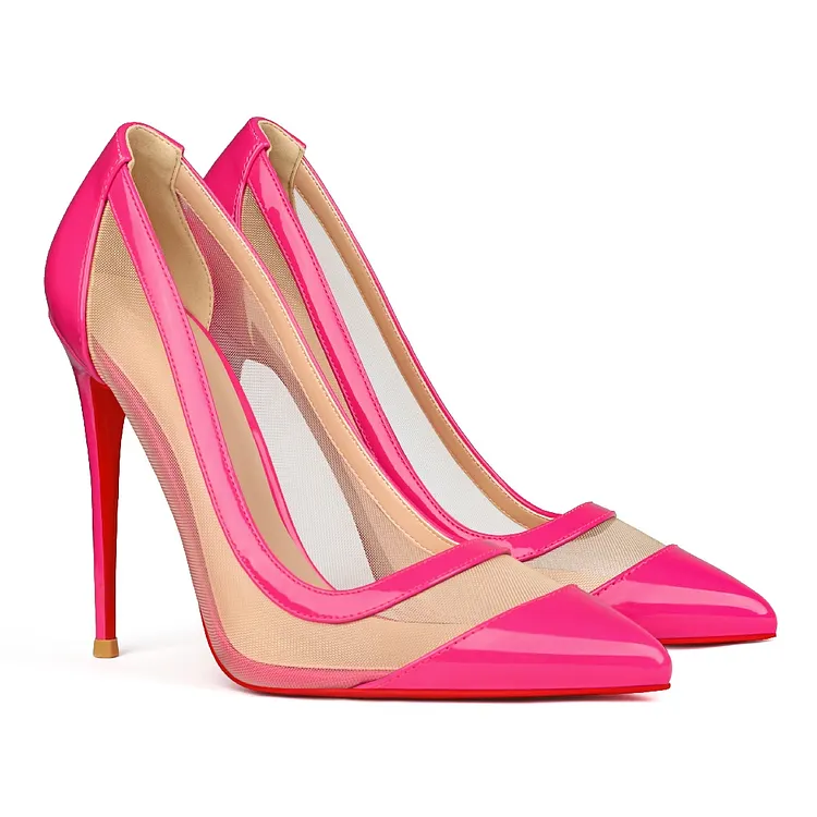 100mm/120mm Women's Breathable Mesh Pointed Toe Red Bottom High Heel Sandals VOCOSI VOCOSI