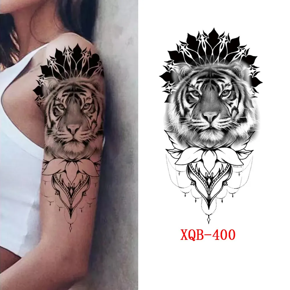 Sdrawing Forest Animal Temporary Tattoos for Men Wolf Tattoo Stickers Tiger Skull Skeleton Fake Tattoo for Women Arm Sleave