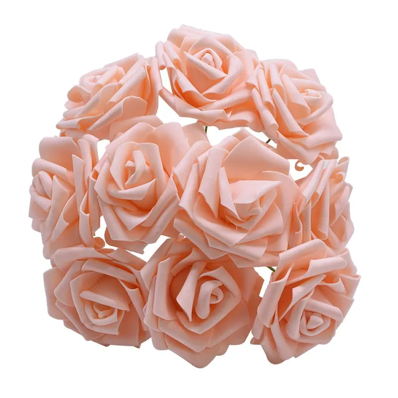 25 Heads 8CM New Colorful Artificial PE Foam Rose Flowers Bride Bouquet Home Wedding Decor Scrapbooking DIY Supplies
