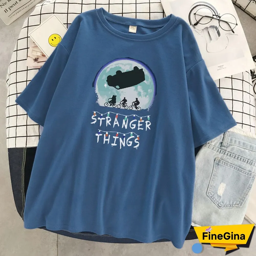 Science Fiction Thriller Stranger Things Print T Shirt Women O-Neck Loose T-Shirt Summer Soft T-Shirt Hip Hop Casual T Shirts