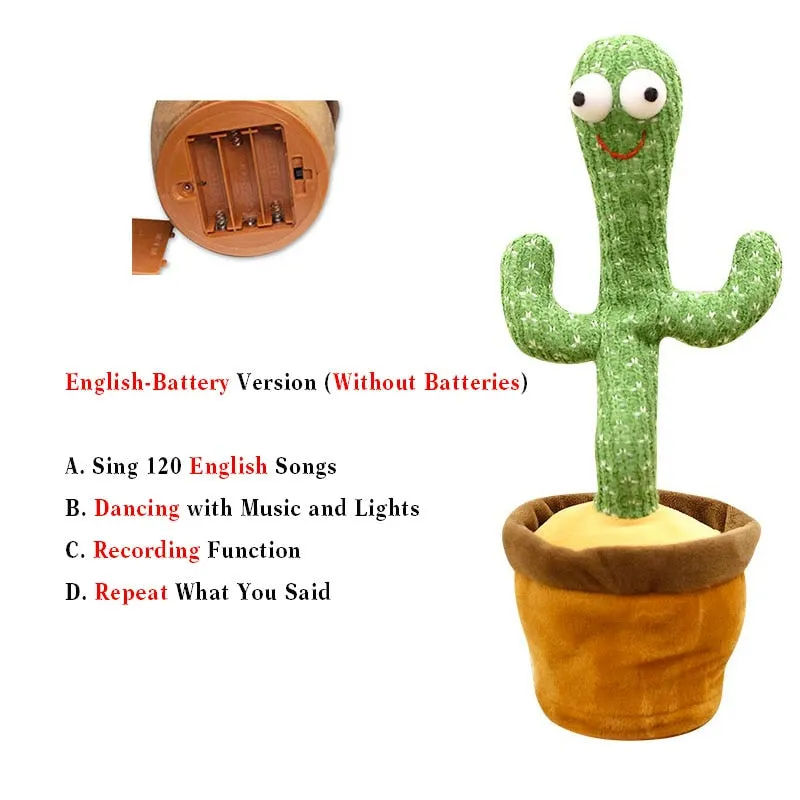 Rechargeable Dancer Cactus With Sound In Spanish Captus Dancer For Babies USB Dancing Cactus Parlant Toy Russian