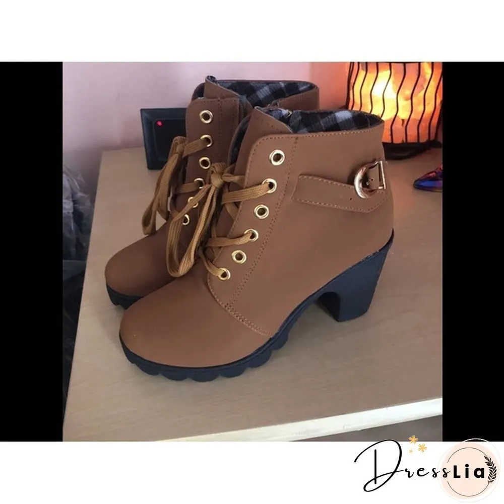 New Large Size Ladies Shoes Thick Heel Short Boots Botas De Mujer Ladies Boots Womens Shoes for Women