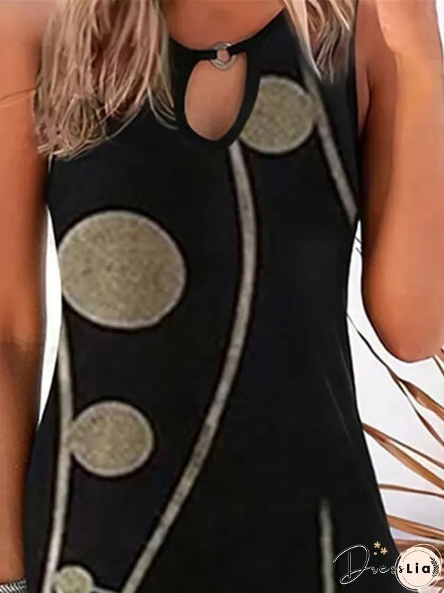 Casual Dress Mini Dress Black Blue Sleeveless Geometric Print Spring Summer Crew Neck Basic Daily Weekend Summer Dress S M L XL XXL 3XL 4XL 5XL for Women