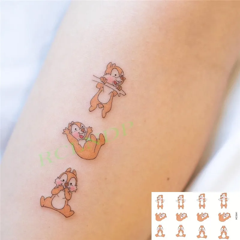 Waterproof Temporary Tattoo Sticker Cute Colorful Cartoon Bear Flash Tatoo Fake Tatto Body Art for Woman Men