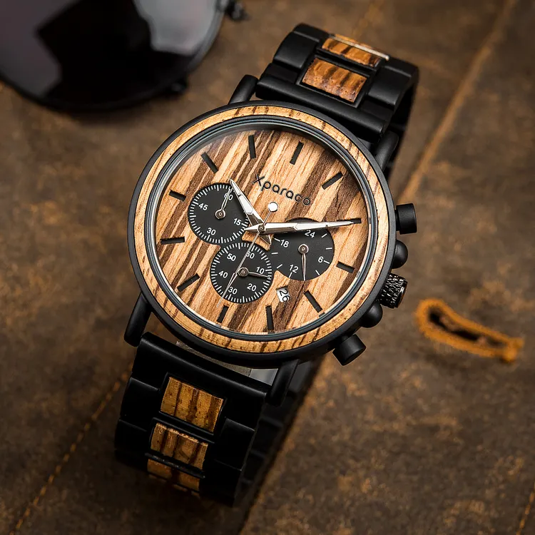 Personalized Wood Watch for Men - Handcrafted Natural Wooden Bracelet Timepiece