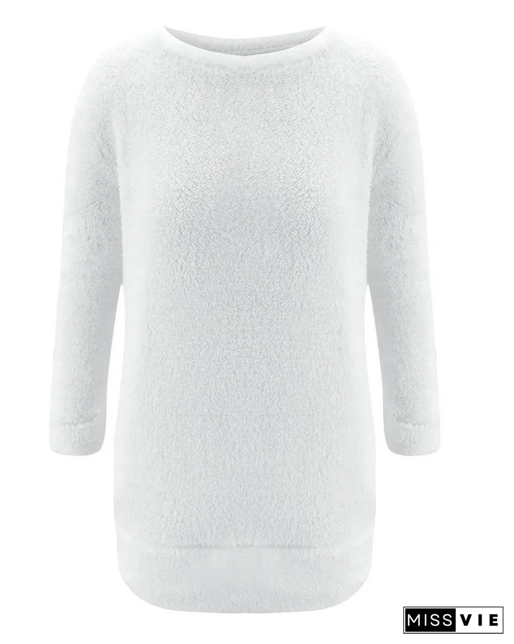 Pocket Design Plain Fluffy Dress P14086