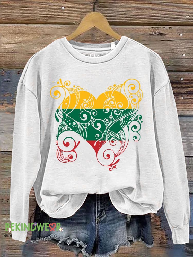 Hippie Love Print Casual Sweatshirt White / S