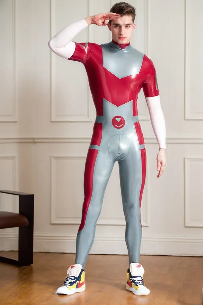 Men Latex Catsuits Male Victorious Back Zipper Catsuit Future Warrior Style Powerful Catsuit cosplay