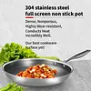304 Stainless Steel Frying Pan With Handle Universal Steak Cooking Pot Non-Coated Single Sided Honeycomb Skillet Suitable for Fried Egg Steak