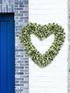 Heart Shaped Wreath Simulation Artificial Green Leaves Wreath for Front Door
