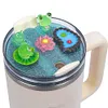 Acrylic Lid Charms Pendant Decor with Straw Topper for Stanley Cup 40oz (Green)