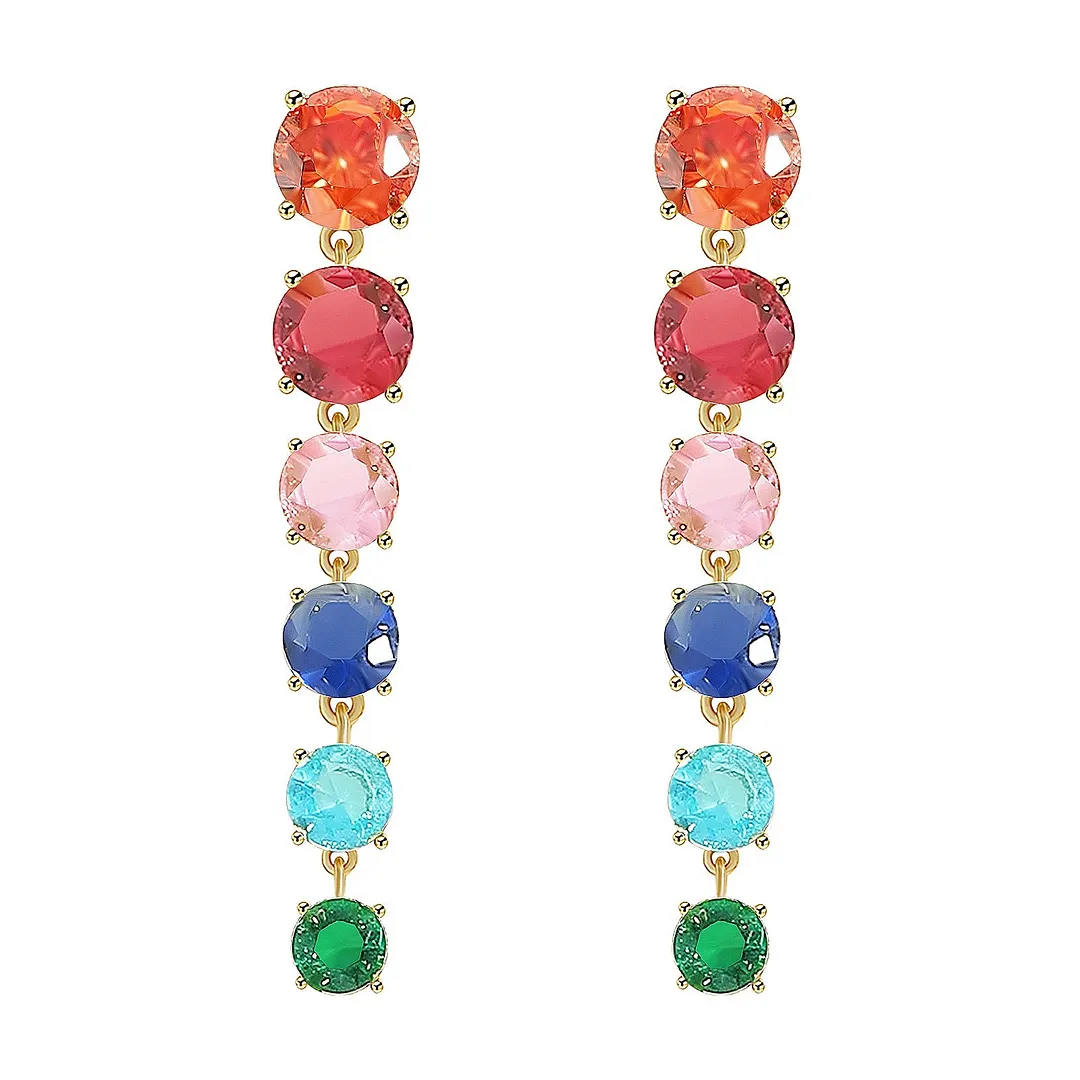 Dvacaman Newest Multicolor Crystal Drop Earrings Fine Jewelry Accessories For Women Fashion Rhinestone Tassel Earrings Wholesale