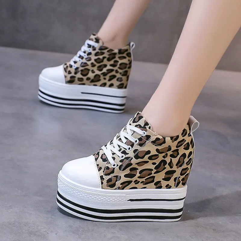 Fujin 12cm Super High heel Female Platform Wedge Shoes Chunky Women Casual Sneakers Female Spring Summer Loafer for female Shoes