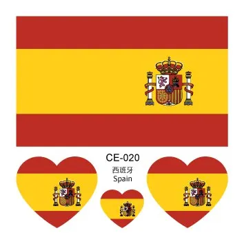 2018 Europe Cup Country Flags Sticker Body Waterproof Temporary Tattoo Flag Of Brazilian,Russian,Spain,Ukraine Face Tattoo