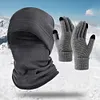 Warm Beanie Hat with Scarves and Touch Screen Gloves for Men and Women (Grey)