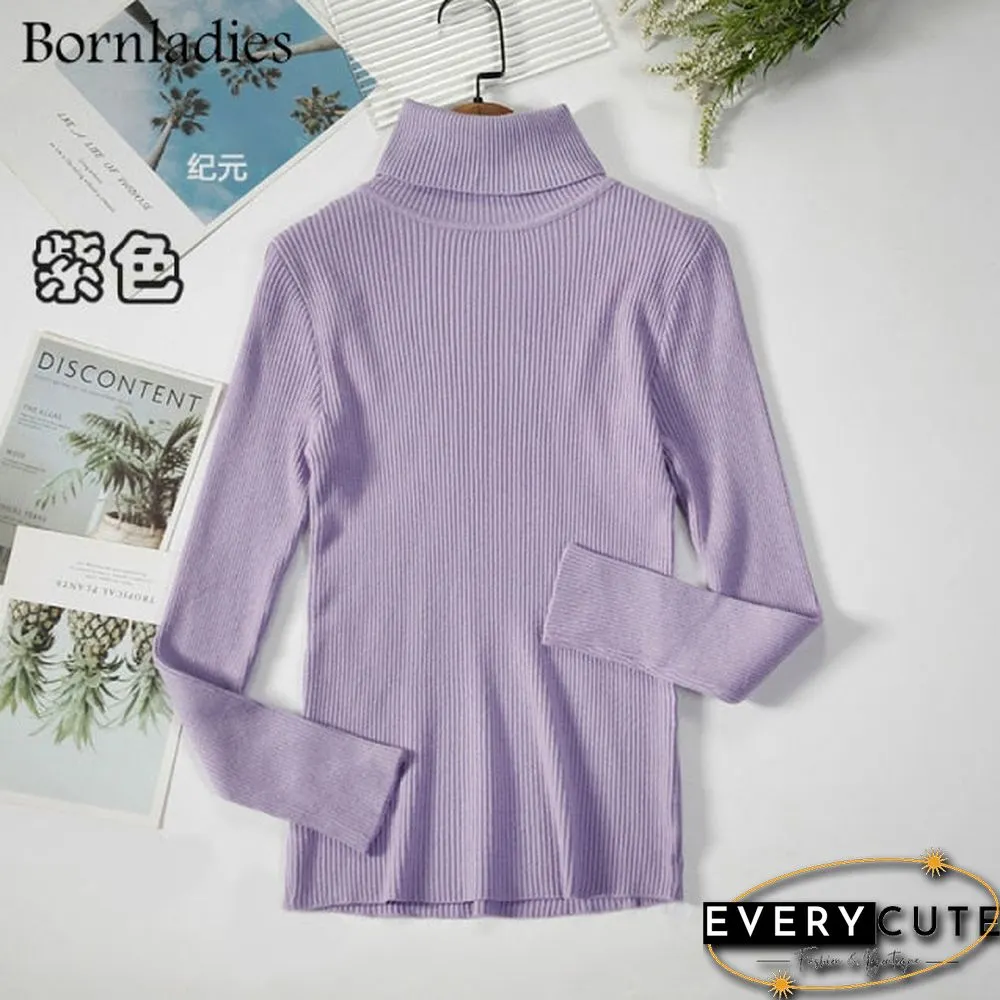 Bornladies Basic Turtleneck Women Sweaters Autumn Winter Tops Slim Women Pullover Knitted Sweater Jumper Soft Warm Pull