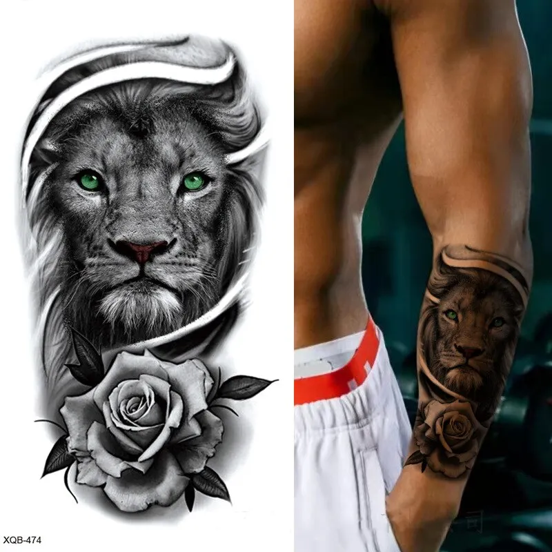 Sdrawing Forest Wolf Tattoo Sticker For Men Tiger Skull Skeleton King Animal Fake Tattoo for Women Tattoo Temporary Waterproof