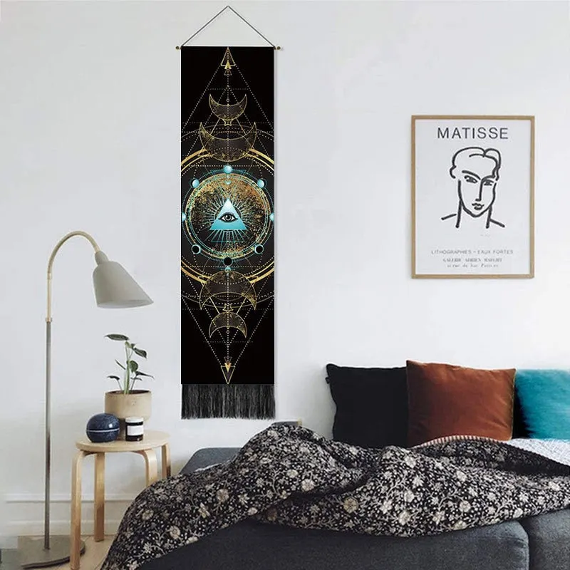 Lifelike Snake Wall Hanging Phase Tapestry Bohemia Tarot Tassel Tapestry Boho Mandala Art Tapestries For Bedroom Office Decor