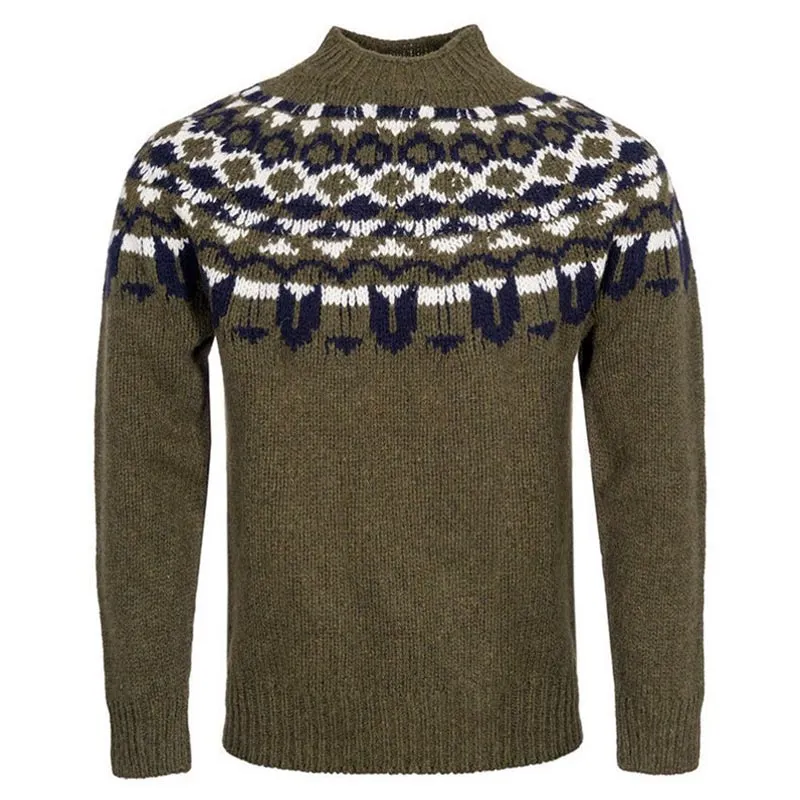 Vintage Icelandic Geometric Knitted Turtleneck Sweater