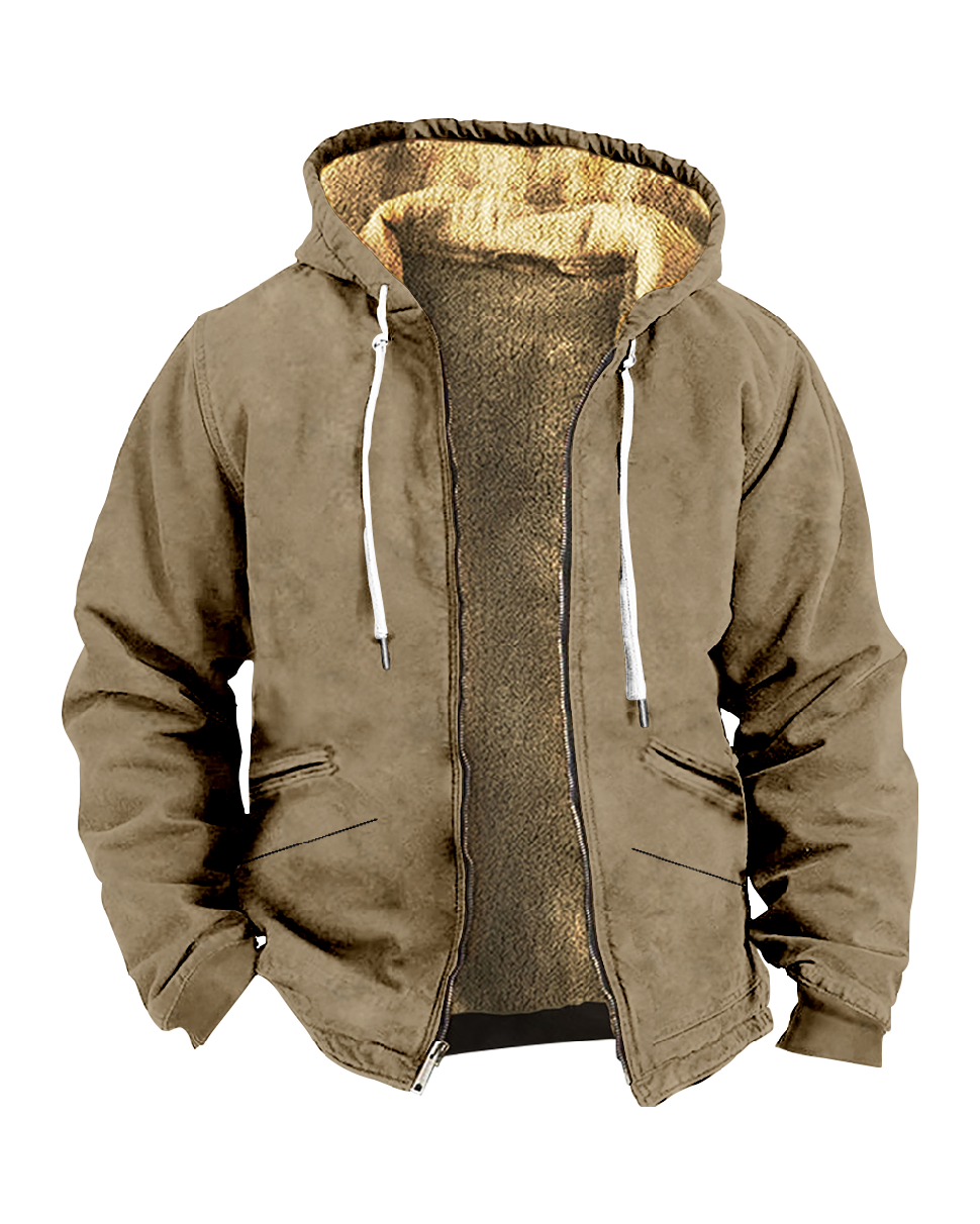 Men's Casual Fleece Hooded Jacket 0035