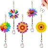 (US Local)5Pcs Acrylic Double Sided Sunflower Full Drill Suncatcher Diamond Painting Kit