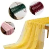 Pearl Gauze Table Runner 120 Inch 10 FT Tulle Shabby Chic Semi Sheer Cheese Cloth Fabric Runner for Wedding Party Baby Shower Birthday