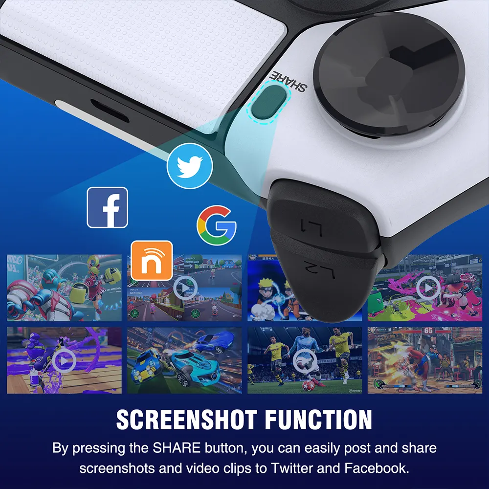 Wireless Controller Compatible with PS4/PS4 Pro/PS4 Slim, DinoFire Pro Controller with Advanced Buttons Programming/Enhanced Dual Vibration/Stereo Headset Jack/6-Axis Gyro Sensor /Turbo/Macro Function