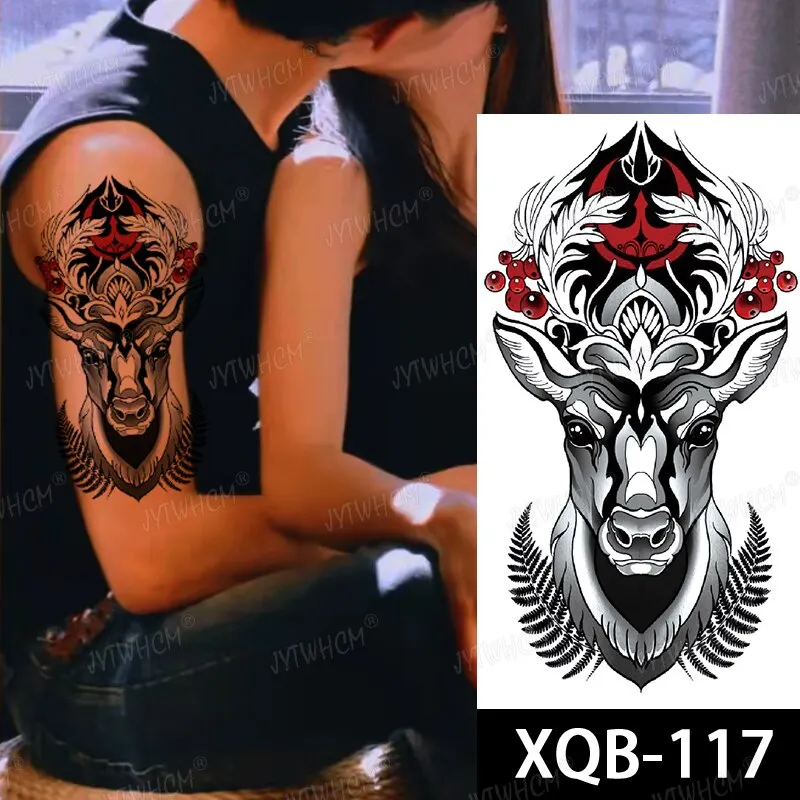 Sdrawing Hot Water Transfer Fake Tattoo Waterproof Temporary Tattoo Sticker For Men Women Wolf Arm Neck Tattoo Flash Tattoo Sleeve