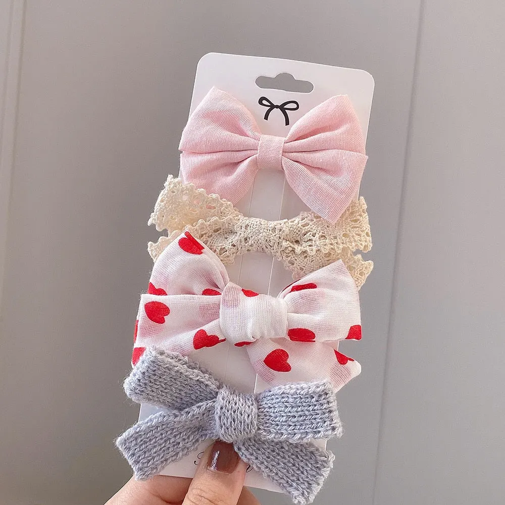 4Pcs/set 2021 New Leopard Print Hair Clips For Cute Girls BB Boutique Hairpins Bowknot Barrettes Headwear Kids Hair Acesssories
