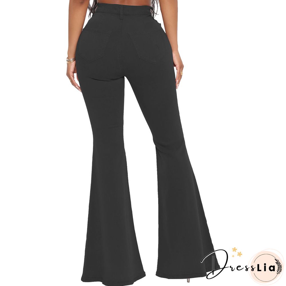 High Waist Stretch Plus Size Flare Jeans Pants