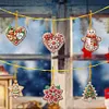 (US Local)6pcs Merry Christmas 2D Flat DIY Diamond Art Pendant Wall Door Decoration