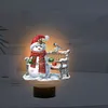 (US Local)Acrylic Double Sided Xmas Snowman 5D Diamond Painting Night Light for Tabletop