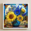 >SALE<Full Embroidery cotton 14CT Print Stain Glass Sunflower Cross Stitch 40x40cm