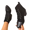 Women's Trendy 65mm High Color Block Square Toe Chunky Heel Short Martin Boots