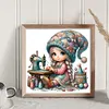 Gnome Sewing-11CT Stamped Cross Stitch 50*50cm/19.69*19.69in