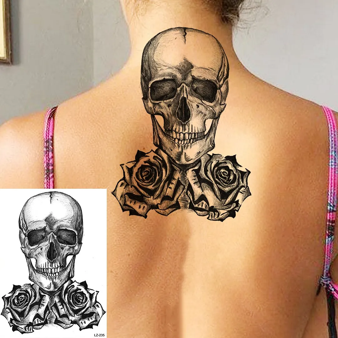 Sdrawing Peony Flower Temporary Tattoos For Women Adults Realistic Compass Moon Pendant Fake Tattoo Sticker Arm Body Tatoos