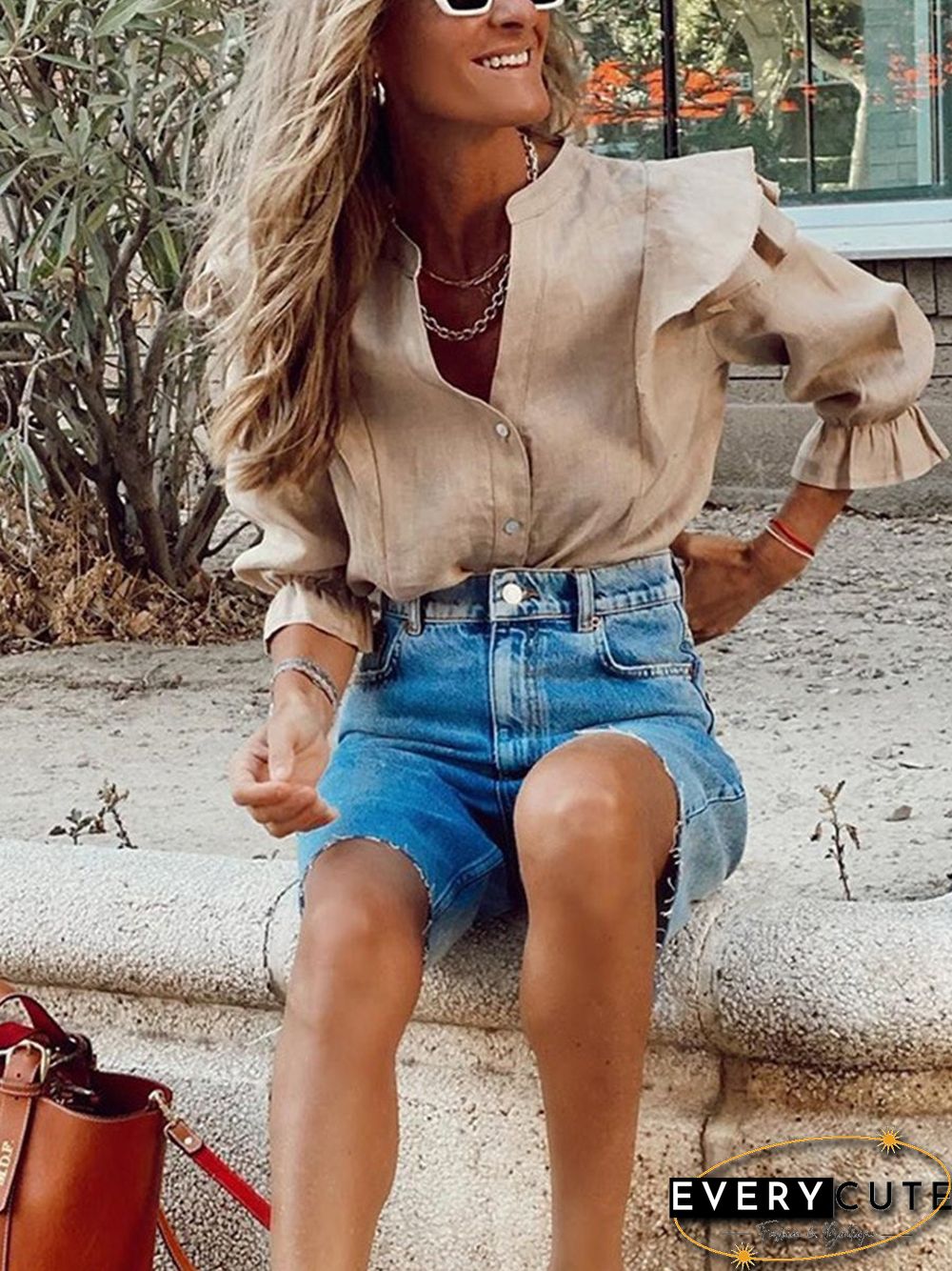 Casual Loose-Fit Denim Bike Shorts P10550