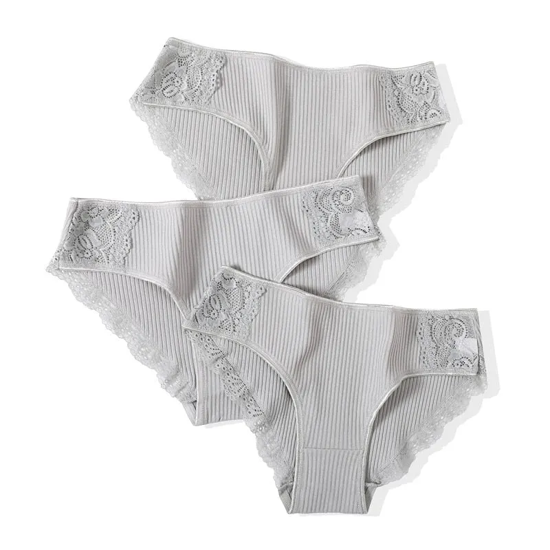 FINETOO Cotton Panty 3Pcs/lot Solid Women's Panties Comfort Underwear Skin-friendly Briefs Women Sexy Low-Rise Panty Intimates