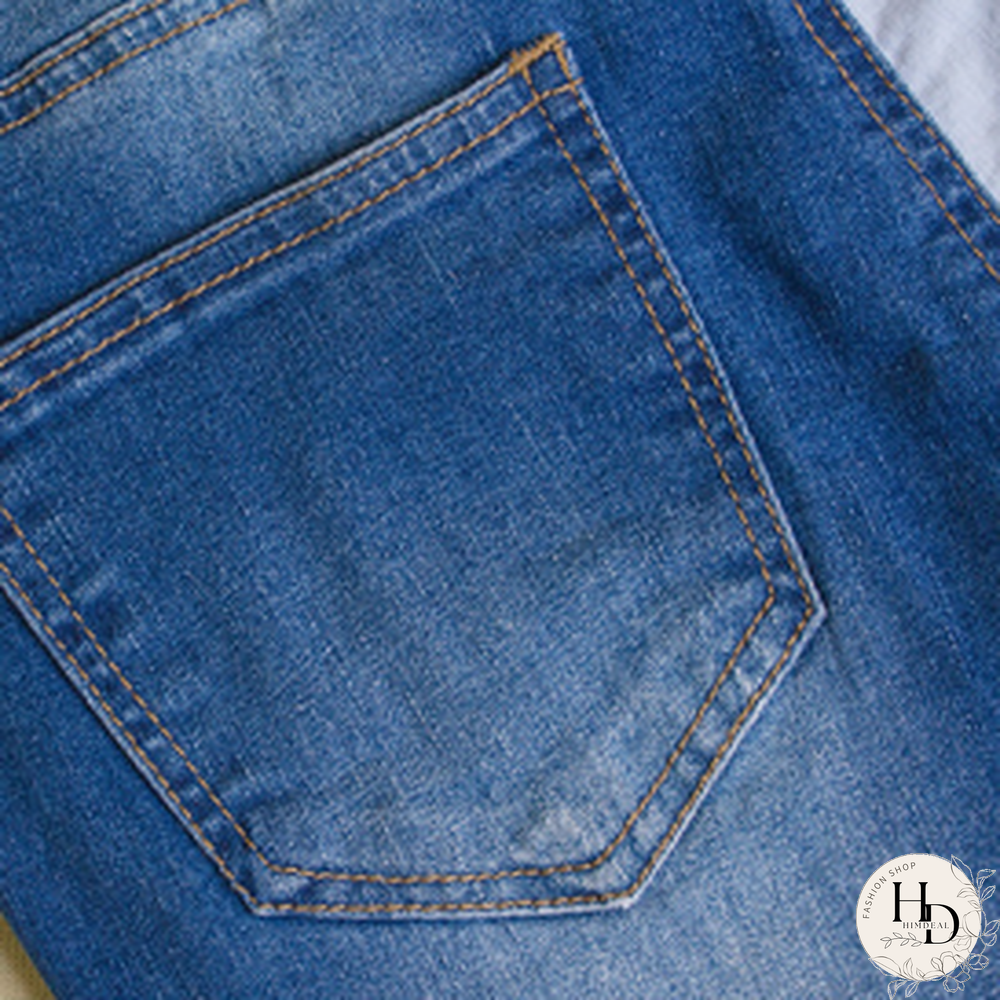 Fashion-Spring And Summer Hot Selling Small Leg Pants Broken Holes Stretch Slim Body Patchwork Color Pencil Pants Woman