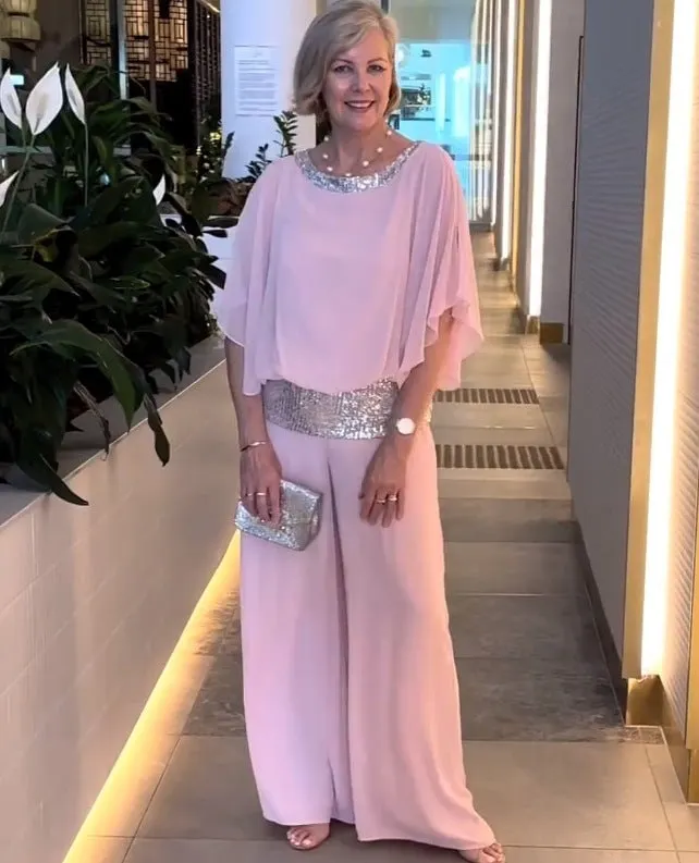  Sequined Colorblock Elegant Two-piece Set