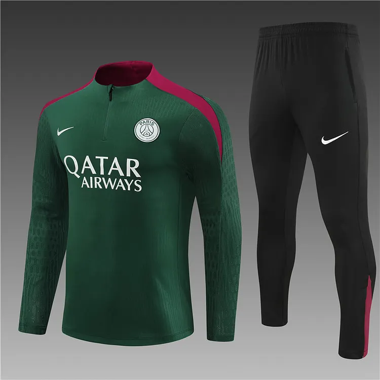 2024-25 Paris green half-zip training suit