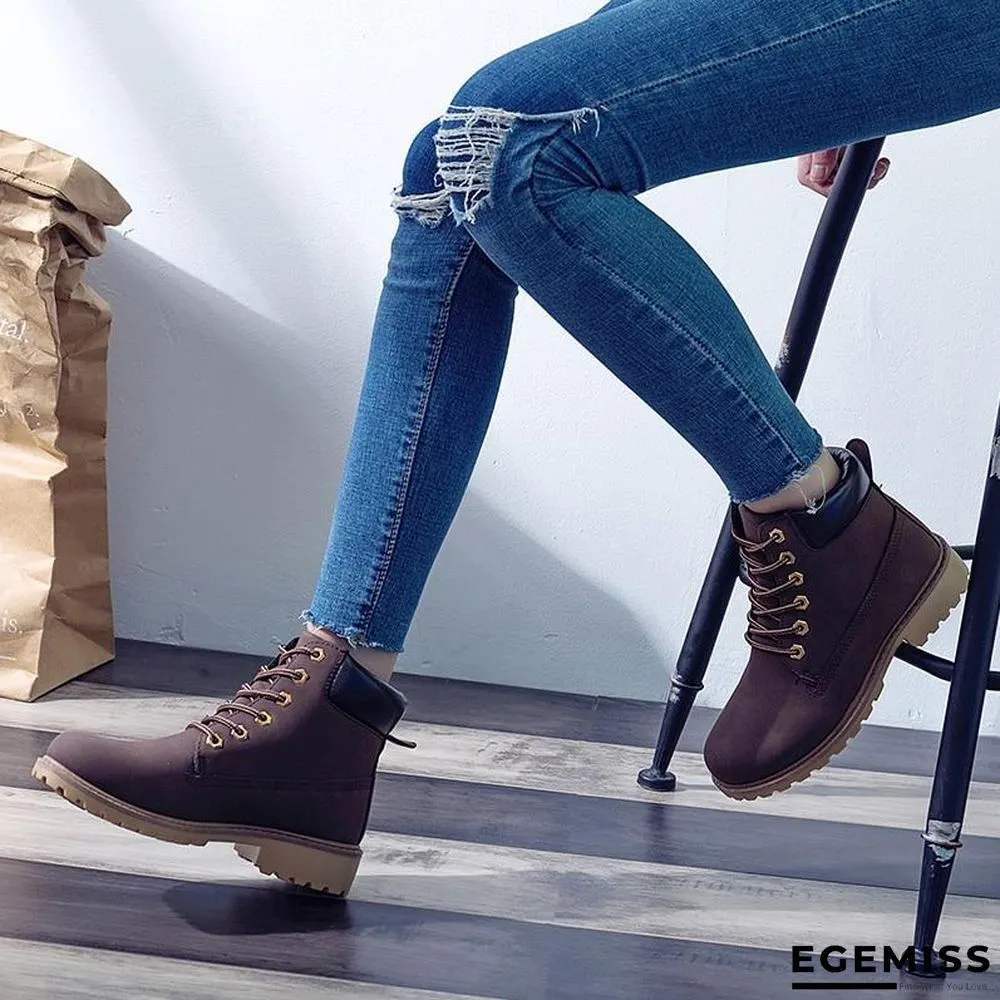 Autumn Early Winter Shoes Women Flat Heel Boots Fashion Keep warm Women's Boots Brand Woman Ankle Botas | EGEMISS